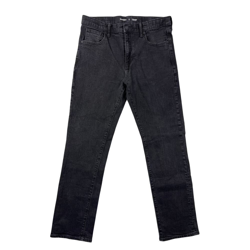 Old Navy Women's 16 Straight Built-In Flex Adjustable Waist Black Jeans